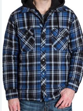 Bc clothing flannel hoodie shacket - blue plaid